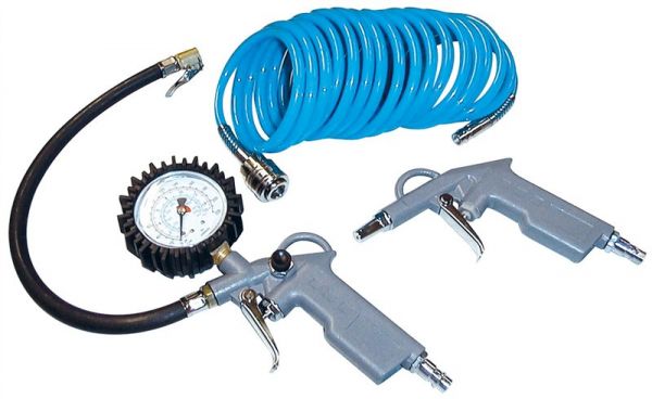 Güde Druckluft - Set 3-teilig Reifenfüller Ausblaspistole 5 m Spiralschlauch  84091